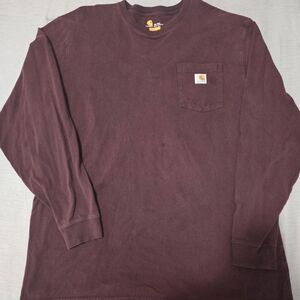 Carhartt Maroon Long Sleeve Shirt Xl TALL.